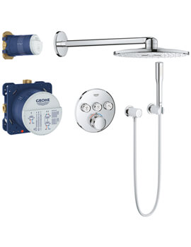 Grohe Grohtherm Smartcontrol Perfect Chrome Shower Set With 3 Valve Rain Shower 310 Smartactive - Image