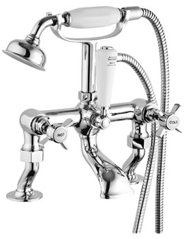 Bayswater Cranked Bath Shower Mixer Tap With Kit Chrome And White