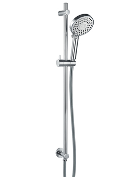 Levo Diamond Chrome Slide Rail Set With Multifunction Handshower And Integral Wall Outlet