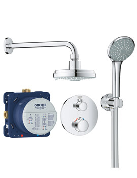 Grohe Grohtherm Perfect Chrome Shower Set With Rain Shower Cosmopolitan 160 - 34735000 - Image