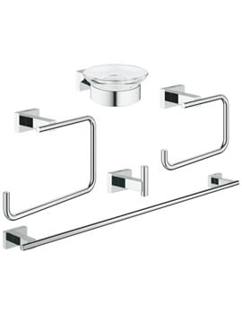 Grohe Essentials Cube Master Chrome Set Of 5 Bathroom Accessories - Image