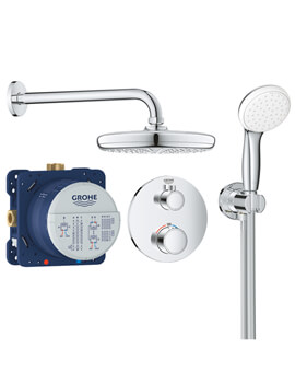 Grohe Grohtherm Perfect Chrome Shower Set With Tempesta 210 And Handset - Image