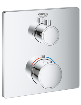 Grohe Grohtherm Thermostatic Chrome Mixer For 1 Outlets With Shut Off Valve - Image