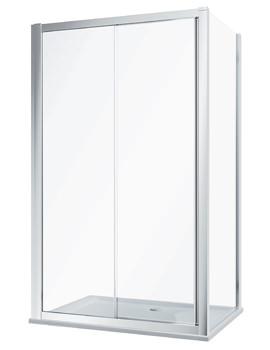 Twyford Geo Heavy-Duty Sliding Shower Door With 8mm Thick Glass And Polished Silver Frame - Image