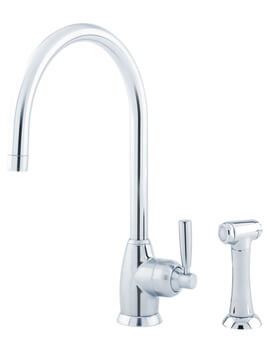 Perrin And Rowe Mimas Single Lever Kitchen Mixer Tap With C-Spout And Rinse