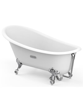 Roca Carmen White Oval Cast Iron Single Ended Bath With Anti Slip Base - Image