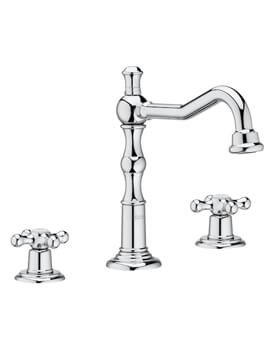 Roca Carmen Chrome Basin Mixer Tap With 3 Hole And Click Clack Waste