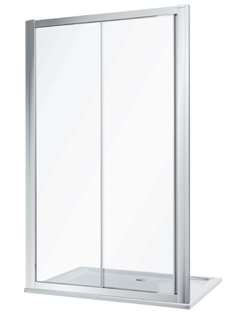Twyford Geo Sliding Shower Door With 6mm Glass And Polished Silver Frame - Image