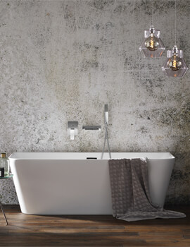 Aqua Mono 1700 x 800mm Luxury Back-To-Wall Freestanding Bath White - Image
