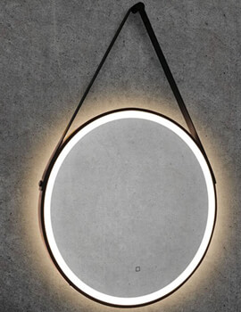 HiB Solstice Cool White LED Illuminated Round Mirror With Matt Black Frame