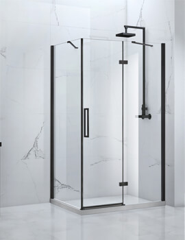 Onyx 8mm Black Framed Hinged Door With Inline Panel
