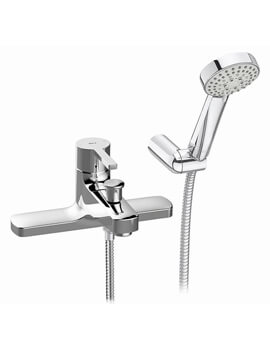 Naia Deck-Mounted Chrome Bath-Shower Mixer Tap With Shower Kit