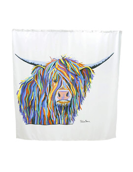 Croydex Angus McCoo Art By Steven Brown Shower Curtain White - Image