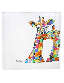 Croydex Francie And Josie McZoo Art By Steven Brown Shower Curtain White - Image