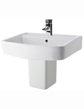 Nuie Bliss 520mm Wide Square 1 Tap Hole White Basin - Image