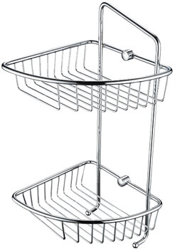 Two Tier Wall Fixed Chrome Wire Basket