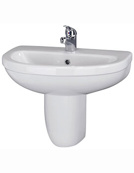 Ivo 550mm Wall Mounted White 1 Tap Hole Basin With Semi Pedestal