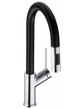 Virtue Nero Chrome And Black Pull Out Kitchen Sink Mixer Tap