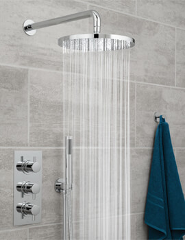 Vado Celsius 2 Outlet Chrome  Thermostatic Valve With Round Head And Zoo Shower Kit - Image