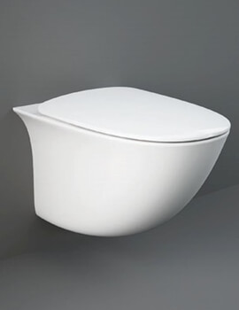 RAK Sensation Wall Hung White Rimless WC Pan With Urea Soft Close Seat - Image