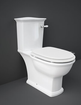Washington Close Coupled WC With Front Lever Cistern And Matt White Soft Close Wood Seat