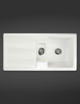 RAK Gourmet 1 Ceramic Kitchen Sink 1.5 Bowl 1010 x 510mm - White - Image
