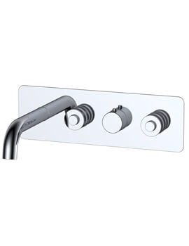 Prima Tech Horizontal Thermostatic 2 Outlet Concealed Chrome Shower Valve With Bath Spout
