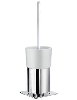 Outline Free Standing Polished Chrome Toilet Brush Holder With Porcelain Container