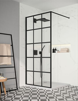 Merlyn Black Squared Showerwall Wetroom Panel - BLKFSWCTL90 - Image