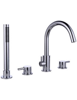 Prima Tech 4-Hole Chrome Plated Bath Shower Mixer Tap Deck Mounted