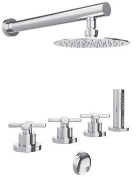 Abode Serenitie Thermostatic 4Th Chrome Bath Overflow Filler Kit - Image