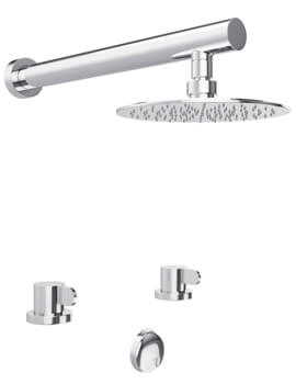 Abode Bliss Chrome Thermostatic 2 Hole Bath Overflow Filler Kit And Showerhead - Image