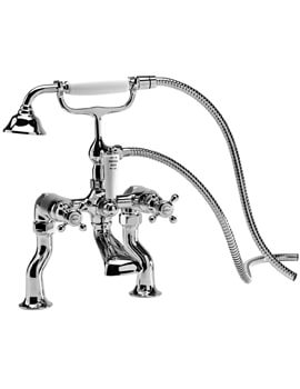 Henley Bath Shower Mixer Tap With Handset Chrome-White - T264202