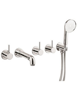 Crosswater MPRO Industrial 5 Hole Bath Filler Tap With Spout And Handset - Image