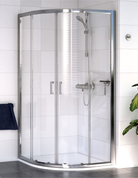 Aqualux Shine 6 Quadrant 1850mm High Polished Silver Shower Enclosure - Image