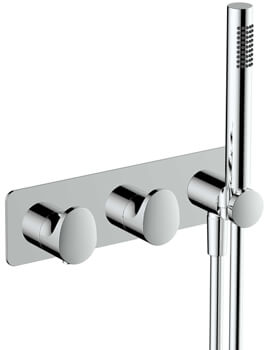 Horizontal Dual Outlet Thermostatic Concealed Chrome Shower Valve With Handset