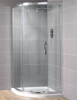 Aquadart Venturi 8 Polished Silver Single Door Shower Quadrant 1900mm High - Image