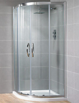 Aquadart Venturi 8 Double Door 1900mm High Offset Shower Quadrant With Polished Silver Profile - Image