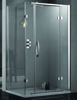 Aquadart Inline 2 1950mm High Polished Silver Sided Hinged Shower Door With Side Panel