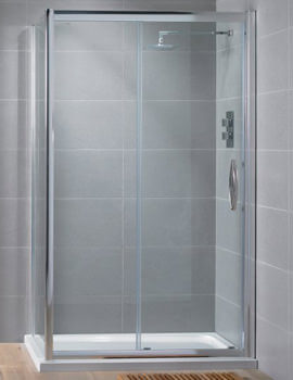 Aquadart Venturi 8 1900mm High Sliding Shower Door With Polished Silver Profile - Image