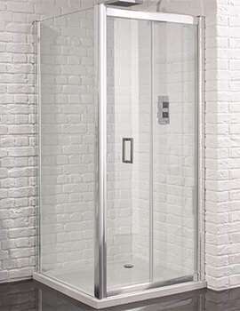 Aquadart Venturi 6 1900mm High Frame-Less Bifold Shower Door With Polished Silver Profile - Image