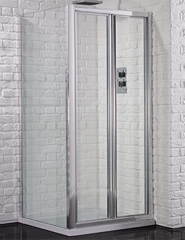 Aquadart Venturi 6 1900mm High Framed Bifold Shower Door With Polished Silver Profile - Image