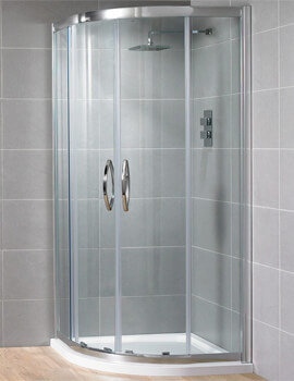 Aquadart Venturi 8 Polished Silver Double Door Shower Quadrant 1900mm High - Image