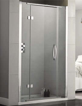 Aquadart Inline Recess Hinged 1950mm High Shower Door With Polished Silver Profile - Image