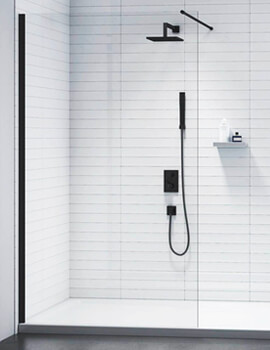 Merlyn Black Frameless Showerwall Wetroom Panel - Image