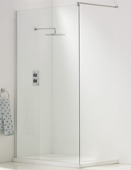 Joseph Miles A8 Silver Anodize Walk In Wetroom Panel - Image