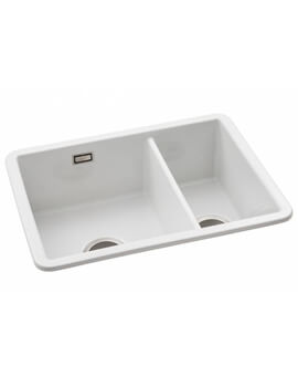 Abode Sandon Ceramic 1.5 White Glazed Kitchen Sink Bowl - Image