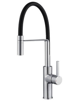 Reginox Aurora Chrome And Black Single Lever Kitchen Mixer Tap With Pull-Out Hose - Image