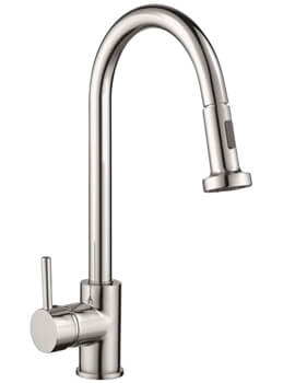 Reginox Tanaro Single Lever Chrome Kitchen Mixer Tap With Pull Out Spray - Image