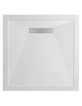 900mm Square White Shower Tray With Linear Waste - LN000S900
